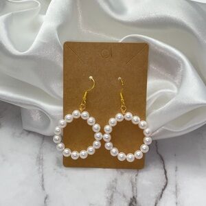 Circle Faux Pearl Hook Earrings